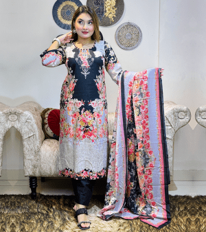 পাকিস্তানি ইন্সপায়ার্ড LUXURY থ্রি পিস- কালো