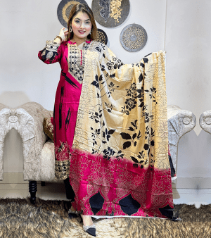 RF5347- প্রিমিয়াম ডিজিটাল প্রিন্ট থ্রি-পিস- মেজেন্ডা