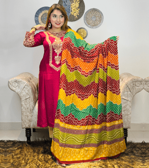 পিউর কটন SEQUENCE টু পিস- ড্রাগন ফল কালার