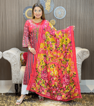 পিউর কটন Rose ডিজাইন টু-পিস- মিস্টি কালার