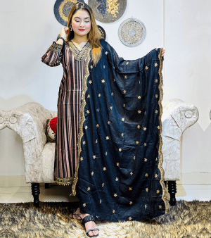 পিউর কটন সিকুয়েন্স BUTICS টু পিস- কালো কালার