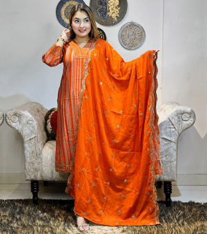 পিউর কটন সিকুয়েন্স BUTICS টু পিস- কমলা কালার