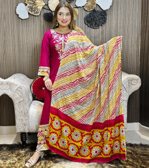 পাকিস্তানি ইন্সপায়ার্ড RADY TO WEAR থ্রি পিস- মেজেন্ডা