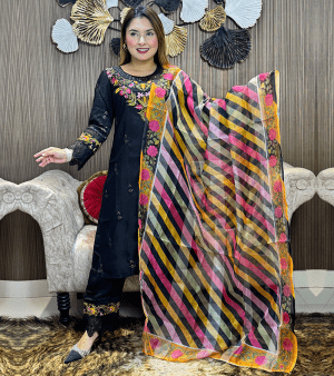 রেডী টু ওয়ার EID SPECIAL থ্রি পিস- কালো