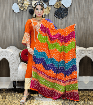 পিউর স্লাব কটন SEQUENCE টু-পিস- কমলা কালার