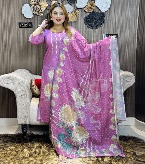 RF2932- আনস্টিচ প্রিমিয়াম কটন থ্রি-পিস- অর্কিড বেগুনি