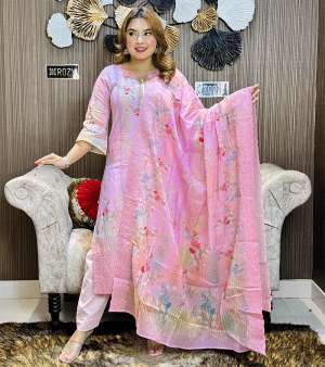 RF3736- আনস্টিচ প্রিমিয়াম কটন থ্রি-পিস- হালকা গোলাপী