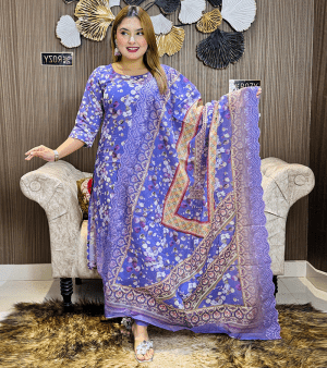 RF2426- আনস্টিচ প্রিমিয়াম কটন থ্রি-পিস- ল্যাভেন্ডার পারপেল