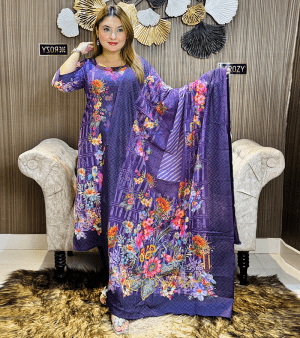 RF2186- আনস্টিচ পিউর কটন থ্রি-পিস- পারপেল