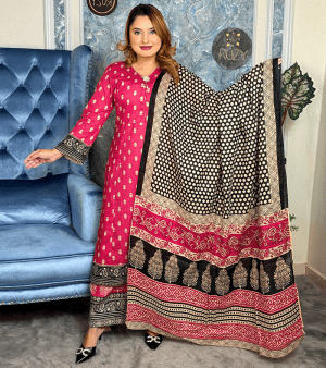 RF7451- রেডী টু ওয়ার প্রিমিয়াম কটন থ্রি পিস- মেজেন্ডা