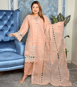 RF1188- প্রিমিয়াম পাকিস্তানি ইন্সপায়ার্ড ফোর পিস- পিচ কালার