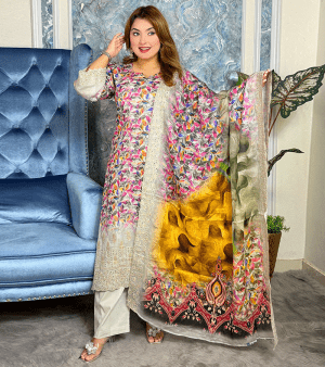 RF3175- আনস্টিচ প্রিমিয়াম কটন MASHAAL থ্রি-পিস- মেজেন্ডা