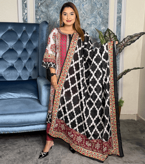 RF4437- আনস্টিচ প্রিমিয়াম থ্রি-পিস- ড্রাগন ফল কালার