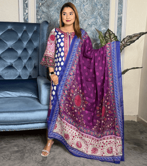 RF3937- আনস্টিচ প্রিমিয়াম থ্রি-পিস- নীল