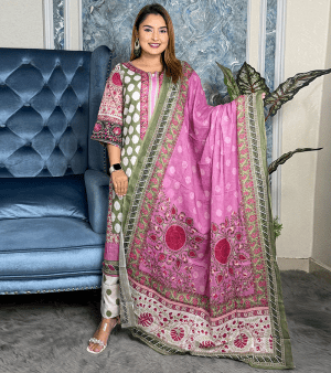 RF3936- আনস্টিচ প্রিমিয়াম থ্রি-পিস- অলিভ