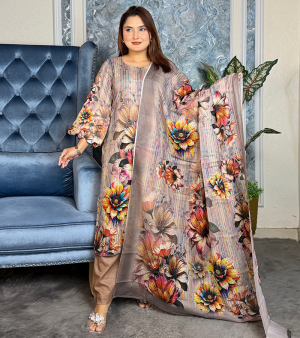 RF9761- আনস্টিচ প্রিমিয়াম ফ্লোরাল থ্রি-পিস- নোড কালার