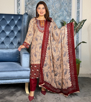 RF3517- আনস্টিচ প্রিমিয়াম থ্রি-পিস- মেরুন