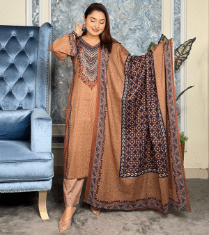 RF9413- আনস্টিচ প্রিমিয়াম কটন থ্রি-পিস- ব্রাউন