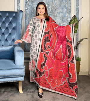 RF2856- আনস্টিচ প্রিমিয়াম SWISS LAWN থ্রি-পিস- এস